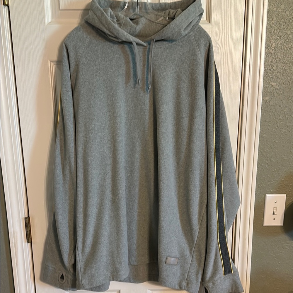 Finish Line Light Gray With Yellow and Dark Gray Stripes Relaxed Fit Hoodie